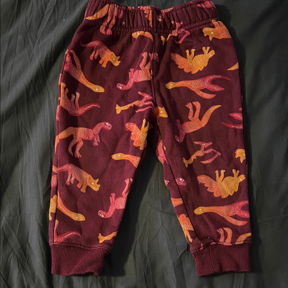Cat & Jack Dinosaur Print Sweatpants - Maroon and Orange